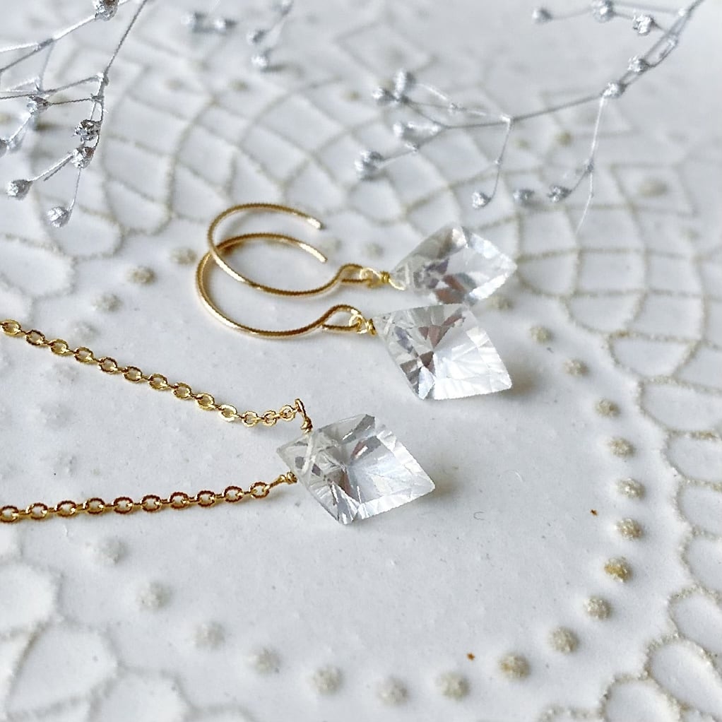 白水晶のダイヤコンケーブカットネックレス -Lucrezia- | Jo's stone