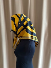 yellow & black abstract silk scarf-5152-8