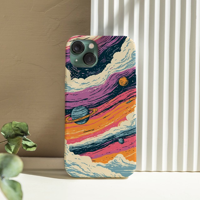 受注生産 iPhoneケース カラフル銀河のレトロ宇宙｜ギャラクシー柄 RFSP036A