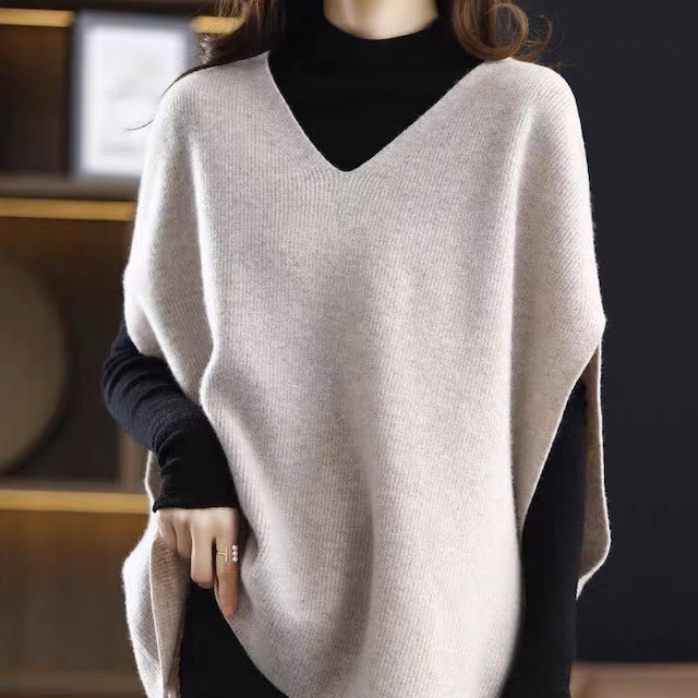 V-neck oversized knit【22AW0056】