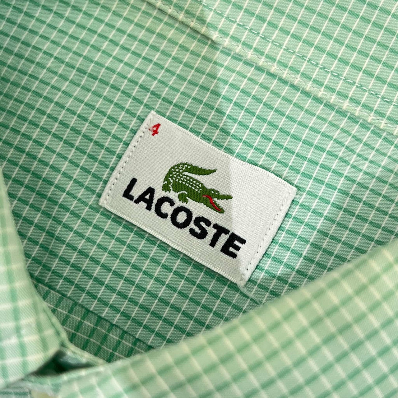 90s LACOSTE ラコステ チェック BD ボタンダウン 長袖シャツ 4/グリーン メンズ ビンテージ