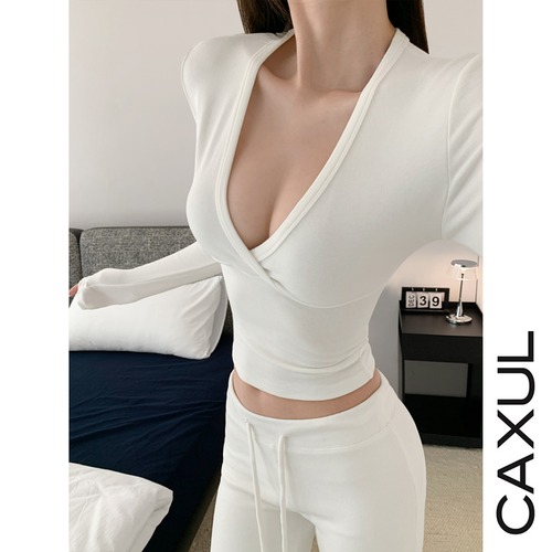 スディープVネック トップス/7color