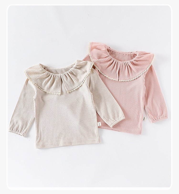 2color 襟付きリブトップス