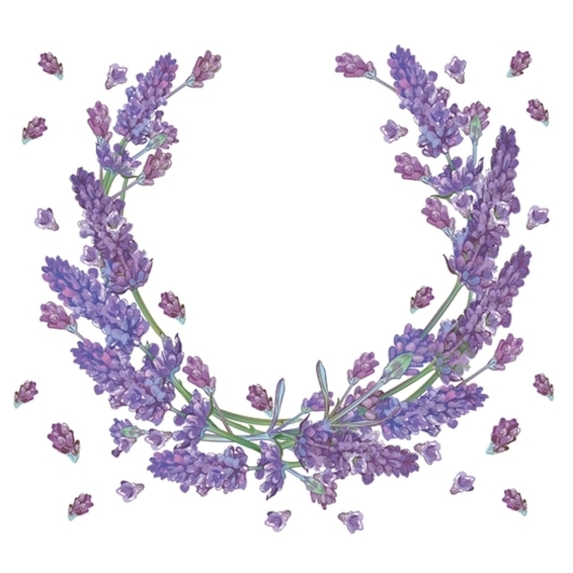 【Maki】バラ売り2枚 ランチサイズ ペーパーナプキン Lavender Wreath ホワイト