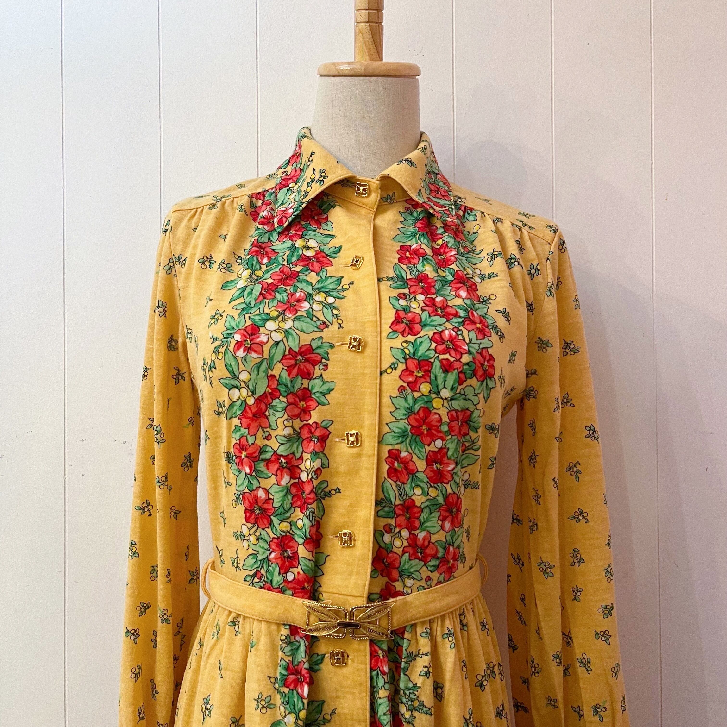 flower line yellow gather one-piece