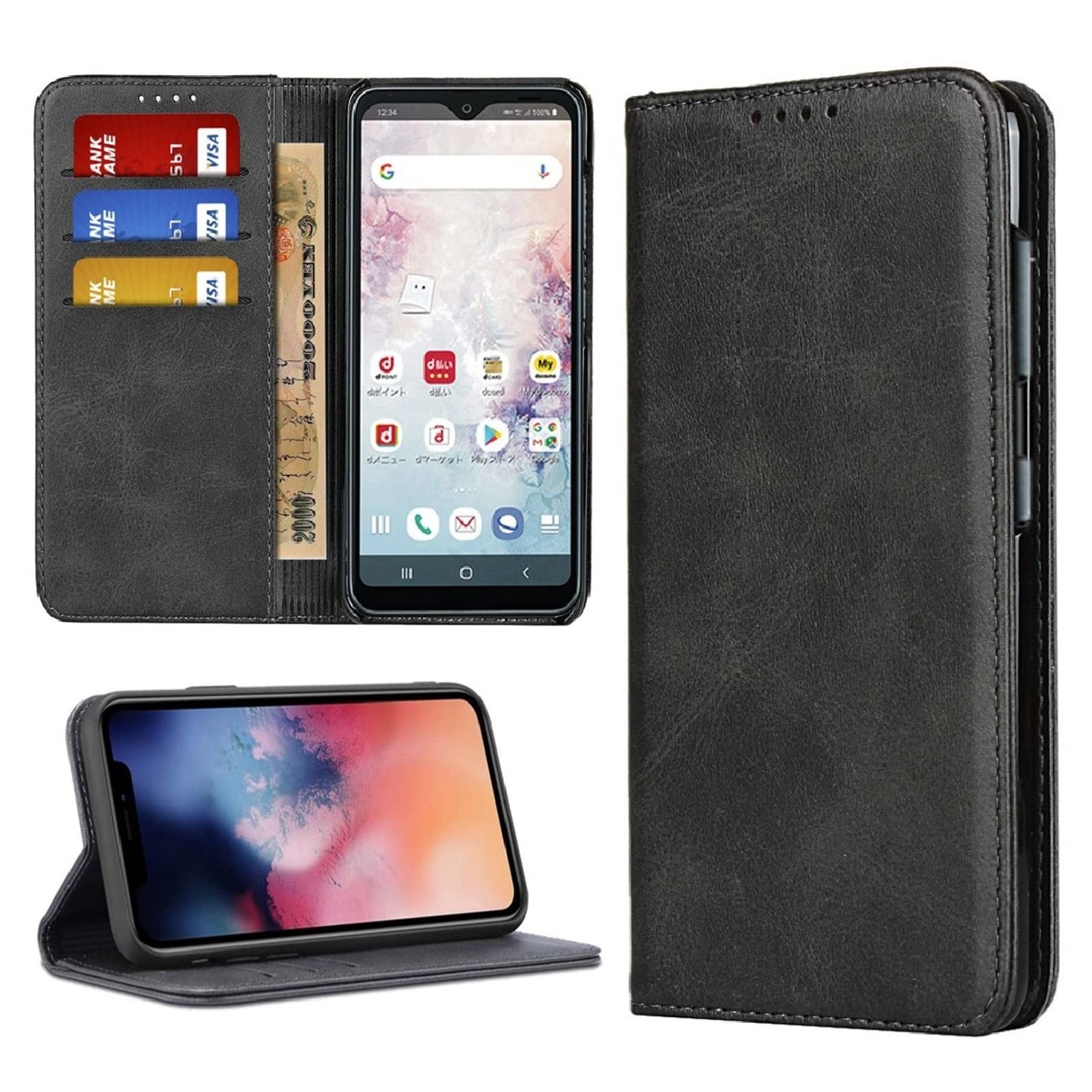 Jaorty グーグル ピクセル Google pixel 7 Pro用のスマホケース 手帳型 携帯カバー ブラック