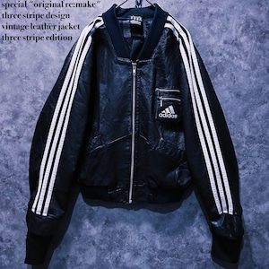 【doppio】special "original re:make" three stripe design vintage leather jacket three stripe edition