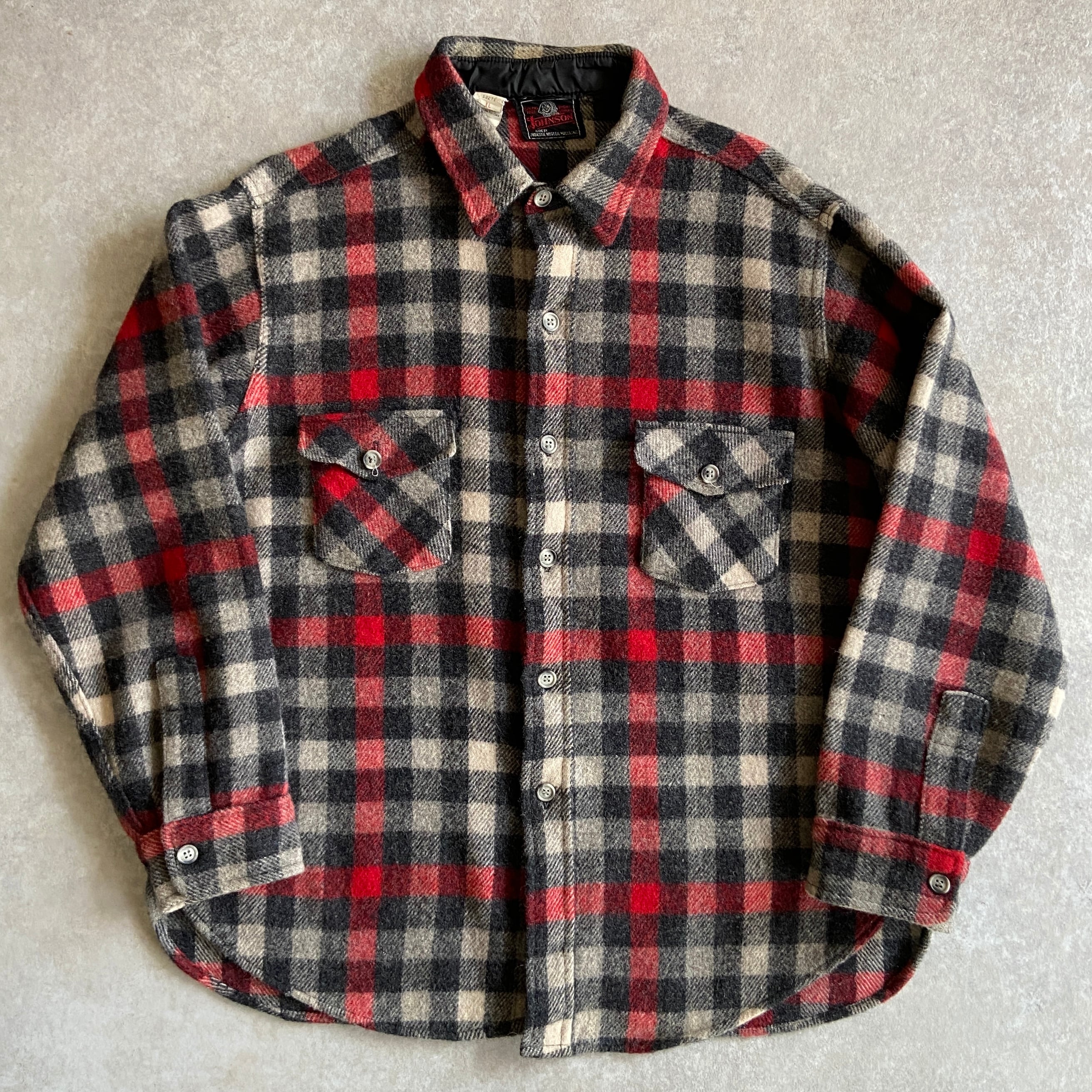 1980s JOHNSON Wool Shirt XL Made in USA