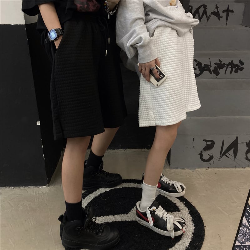 サマーカジュアルショーツ コーデュロイ格子柄パンツ ギャザー 夏物 ブルマー ケッペル4274798785