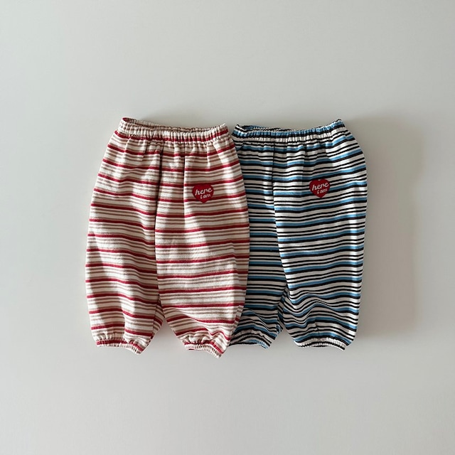 【取寄】here i am|stripe french terry jogger pants|ボーダー裏毛ジョガーパンツ|12M-120|kids|26 autumn