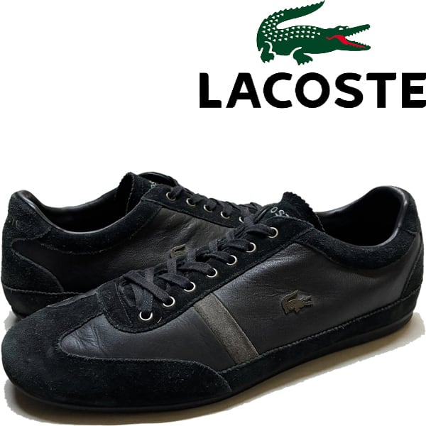 1点物◇LACOSTEラコステMisano22黒レザースニーカー古着メンズ29