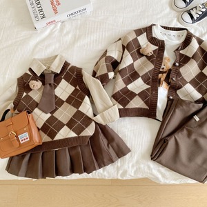 【BABY&KID】オシャレクマチェックカーディガン、ベスト