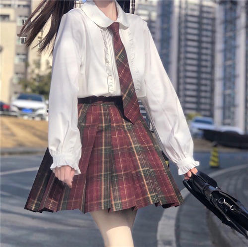 カラーシャツ スプリングオータムホワイトトップス ロング 大人ガーリー スウィート キュート カジュアル 春物 秋物 萌量不足74408613955