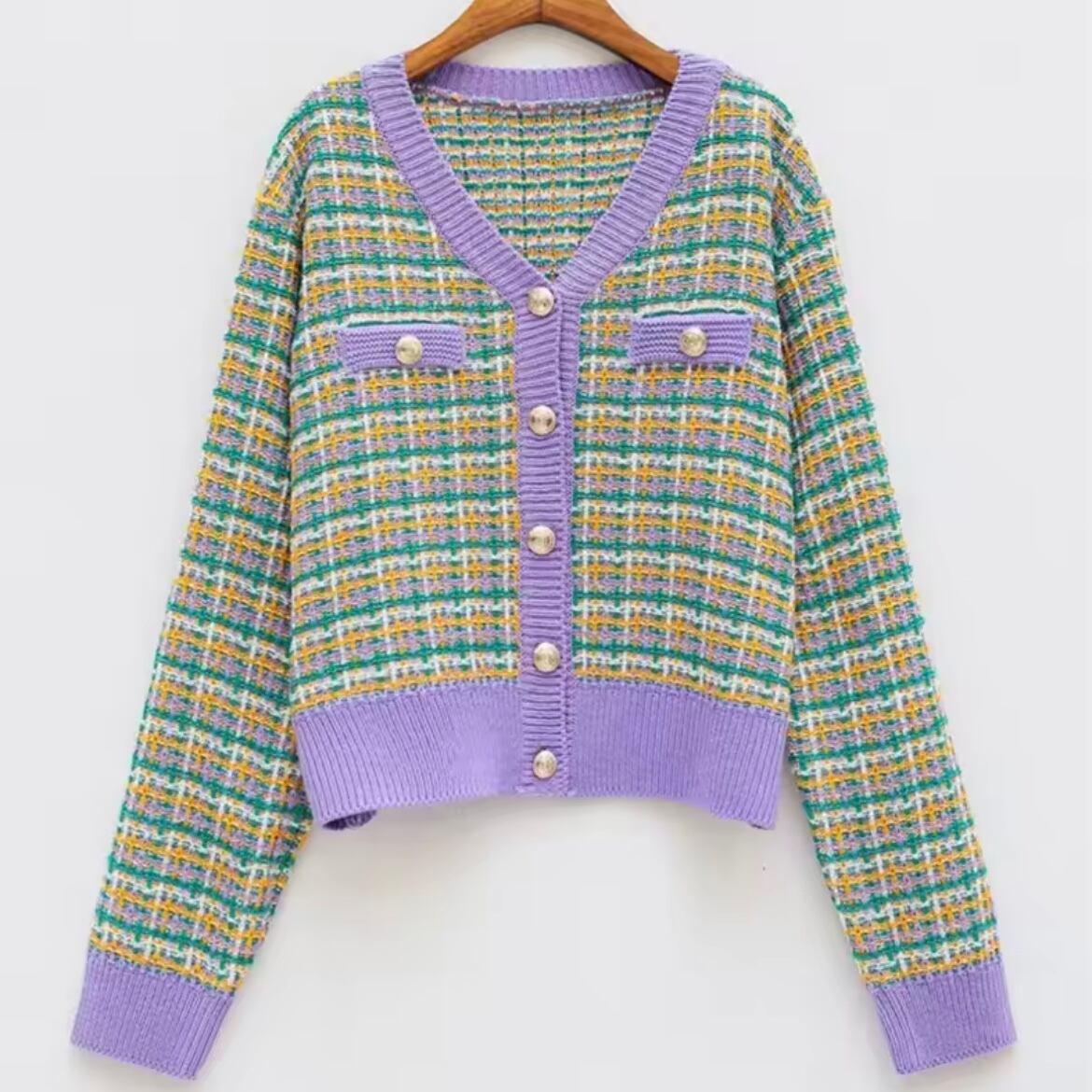 マルチカラーツイードカーディガン