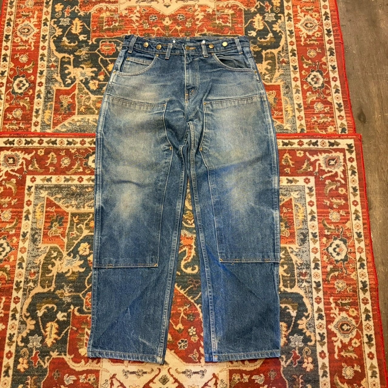 90s USA製 PRSN BLU デニムパンツ ペインターパンツ ダブルニー L