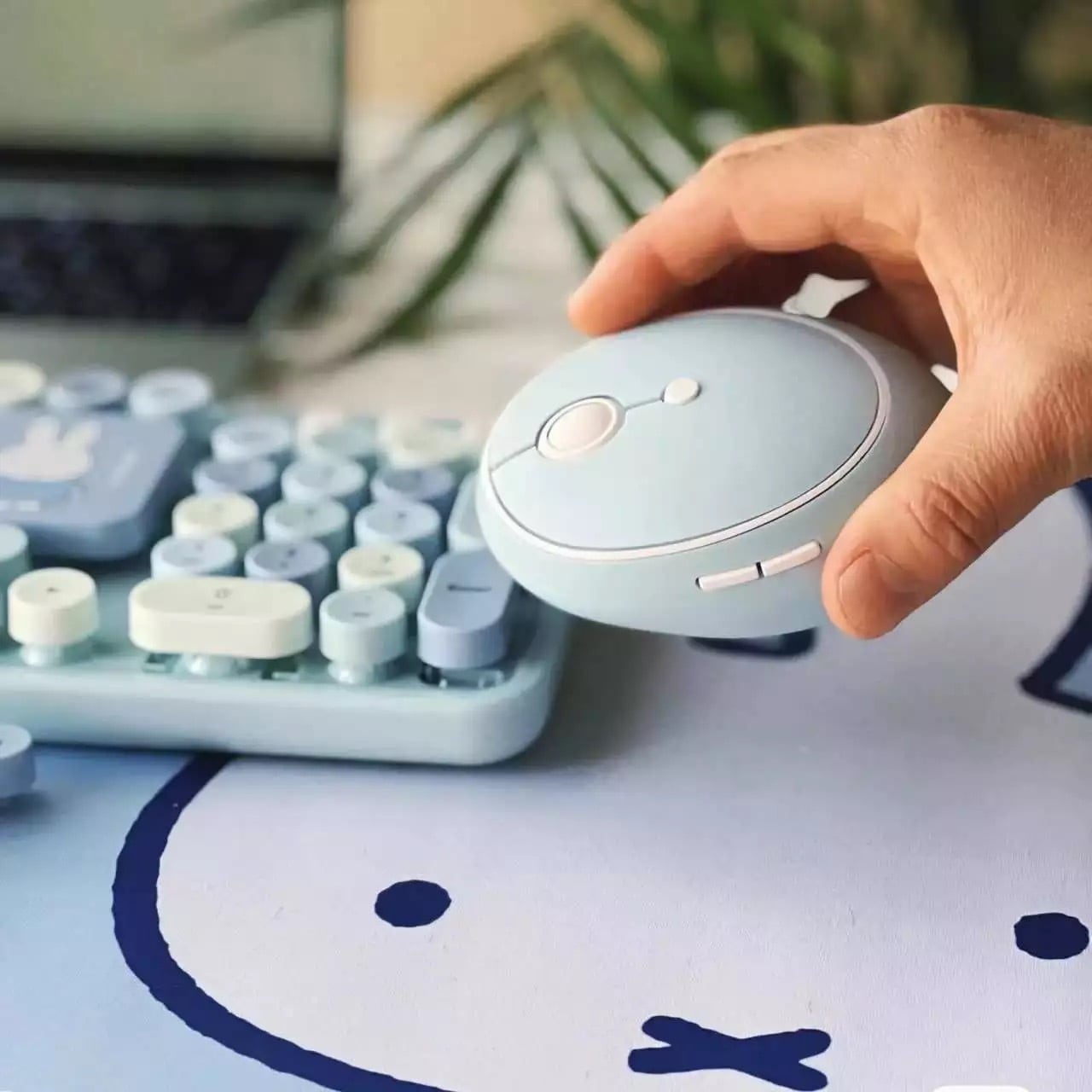 ミッフィー　miffy　ワイヤレスキーボード　マウスセット　ライトブルー