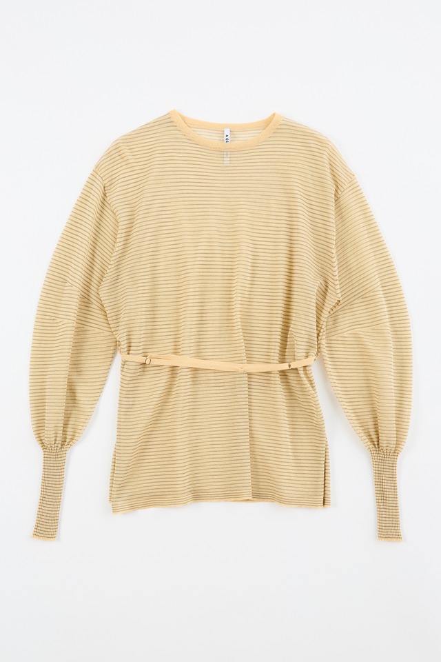 SIDE SLIT SHEER PULLOVER 26SSAC-004 LT.ORANGE×DK.GRAY