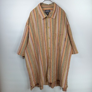 ウールリッチ　リネンシャツ　長袖　ストライプ　オーバーサイズ　ベージュ　XL