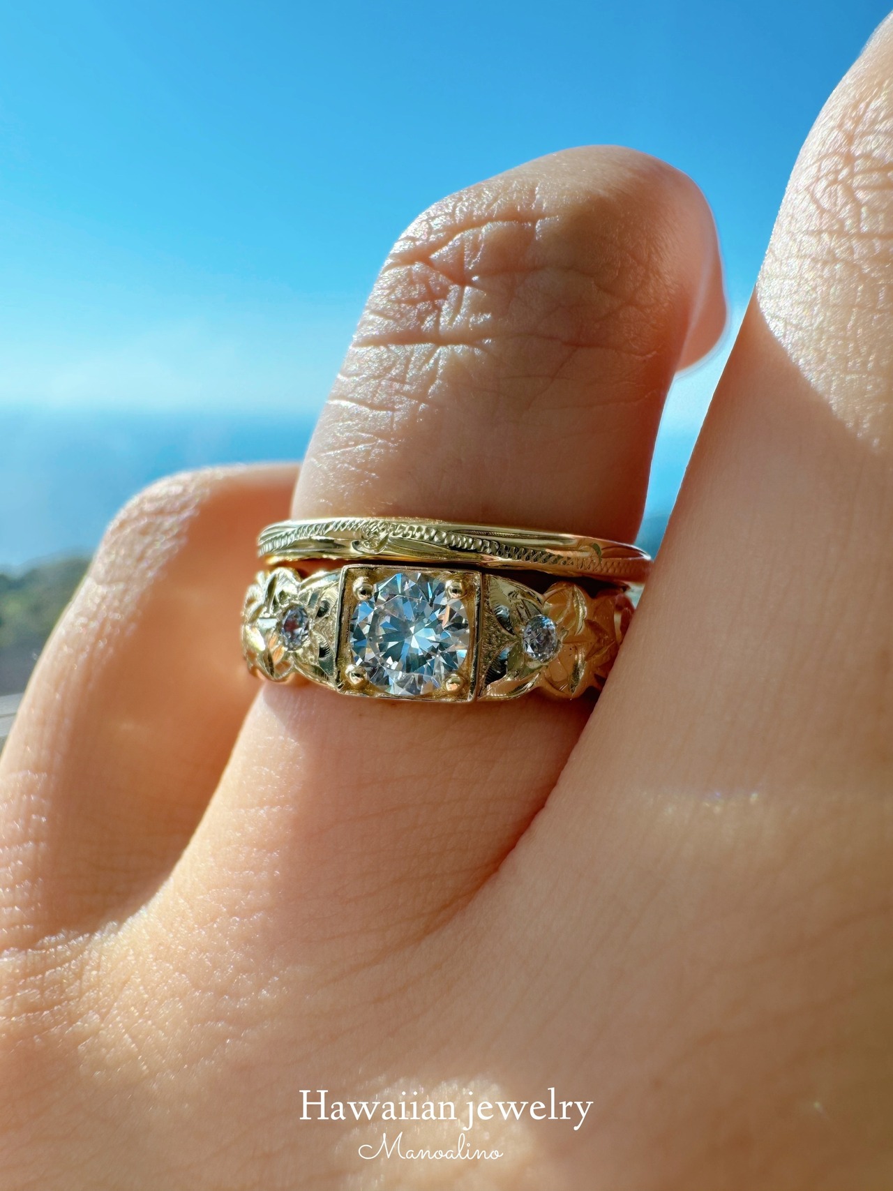 【手彫り】5mm AAAAA rank zirconia ring Hawaiian jewelry(5mmAAAAAランクジルコニアリング、指輪ハワイアンジュエリー)