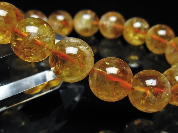 シトリン ブレスレット 虹入り 12mm シトリンクォーツ ブレス メール便