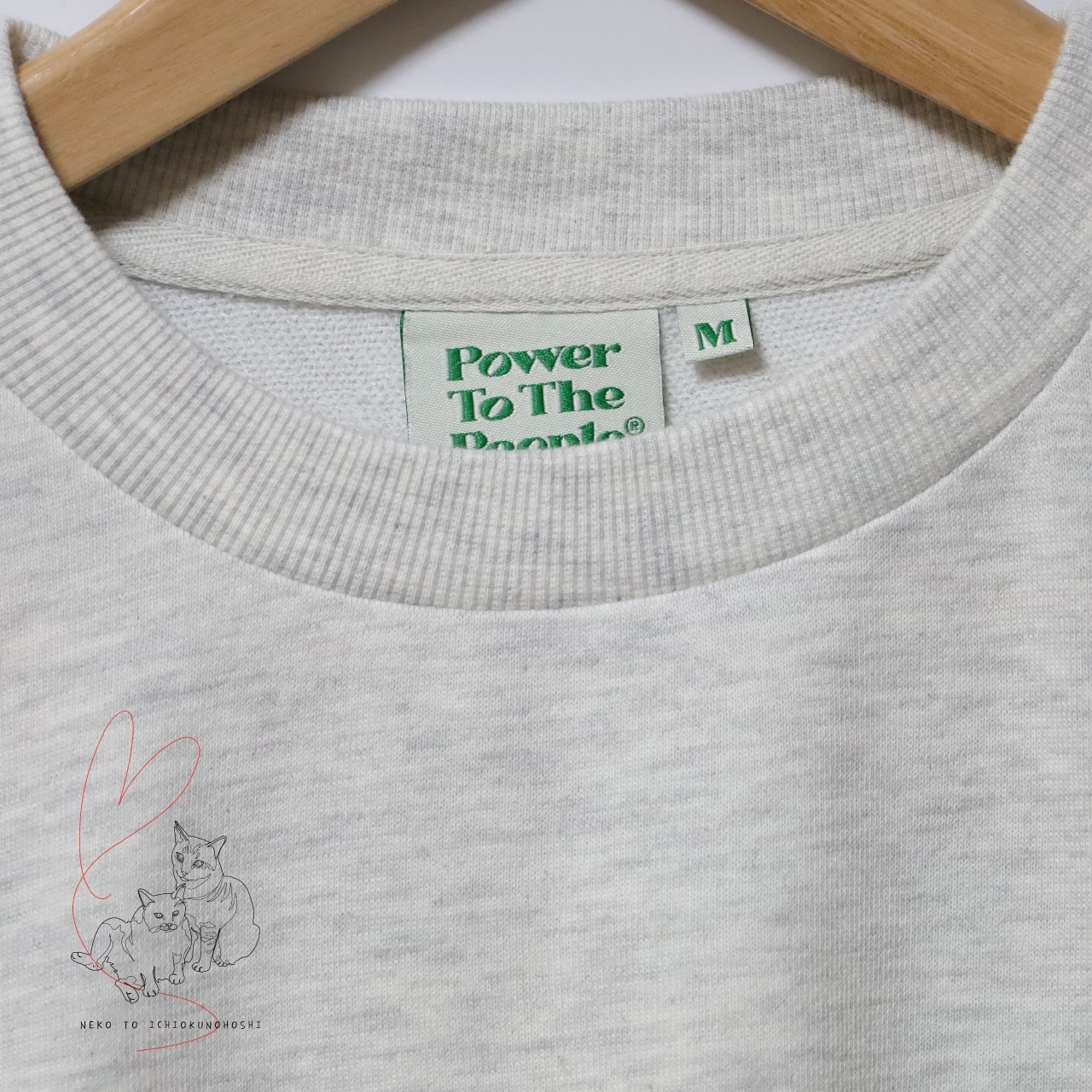 DOG刺繍スウェット 【POWER TO THE PEOPLE -VINTAGE-】トレーナー オートミール