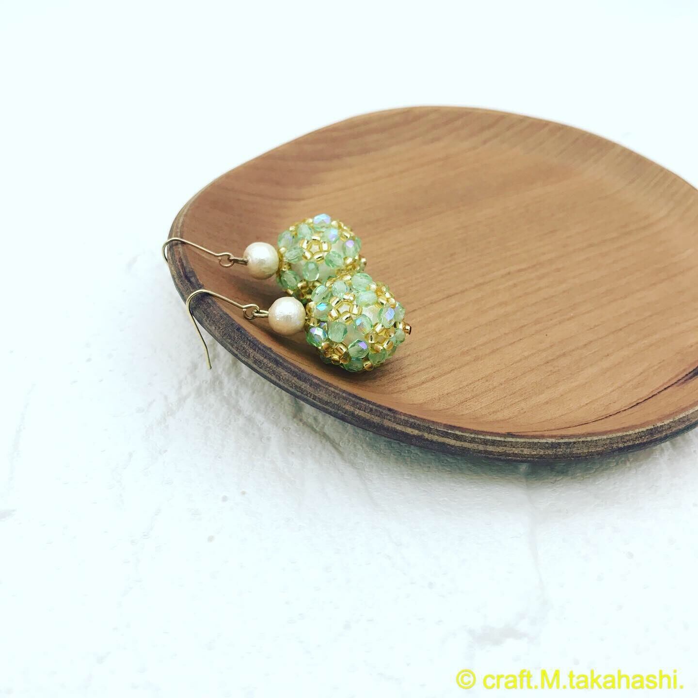 0038:スワロフスキーとコットンパールのピアス