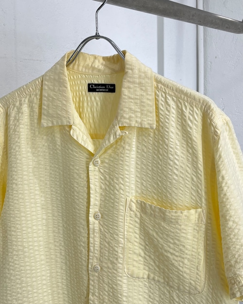 ~90s Christian Dior Seersucker S/S Open Collar Shirt