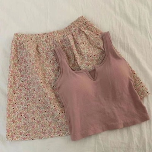 ルームウェア パジャマ レディース 2023 新入荷 部屋着 春夏 パジャマ 韓国 胸当て付き パジャマ 可愛い 半ズボン 2点セット