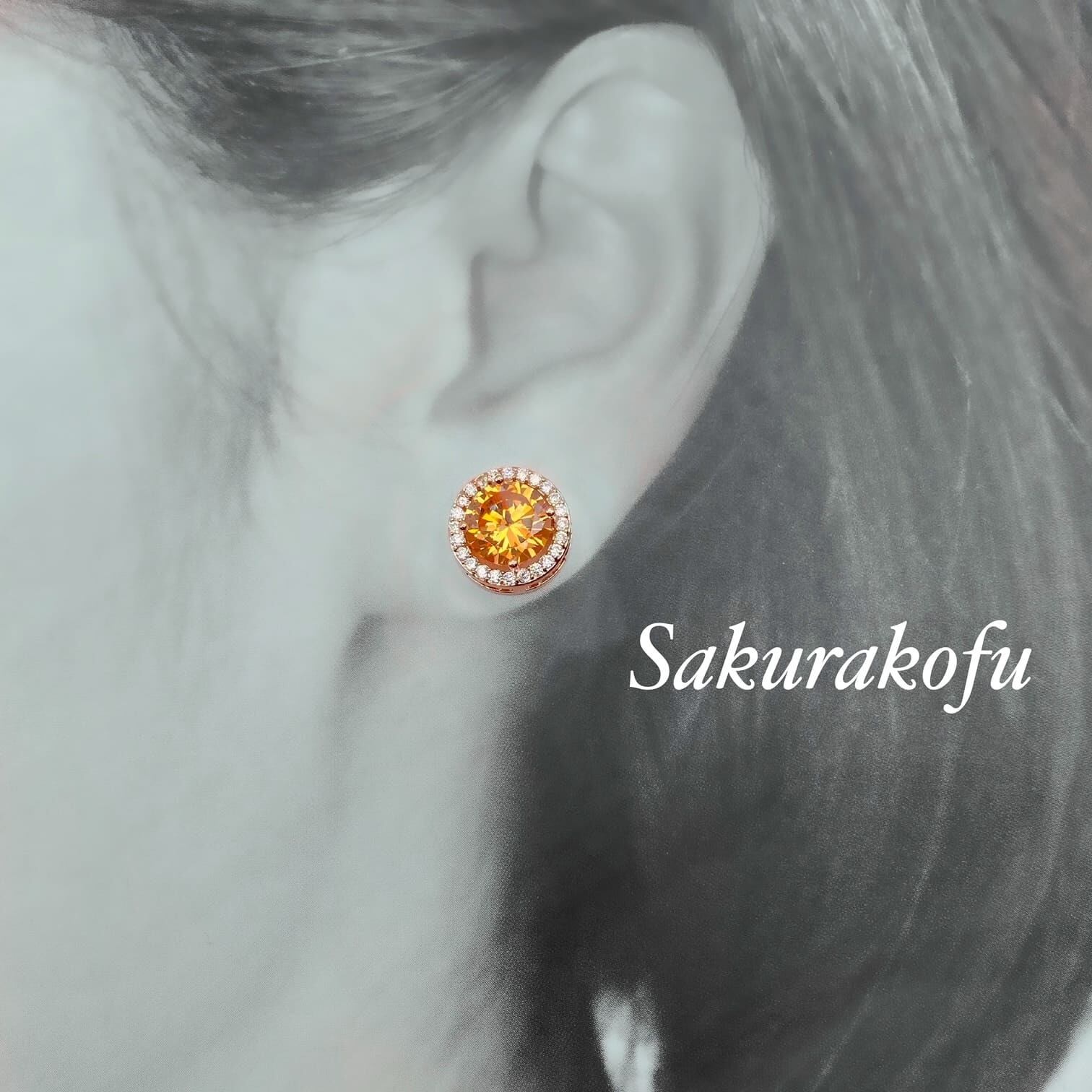 D120 送料無料 レディース ピアス サークル シャンパントパーズ ジルコニア シルバー