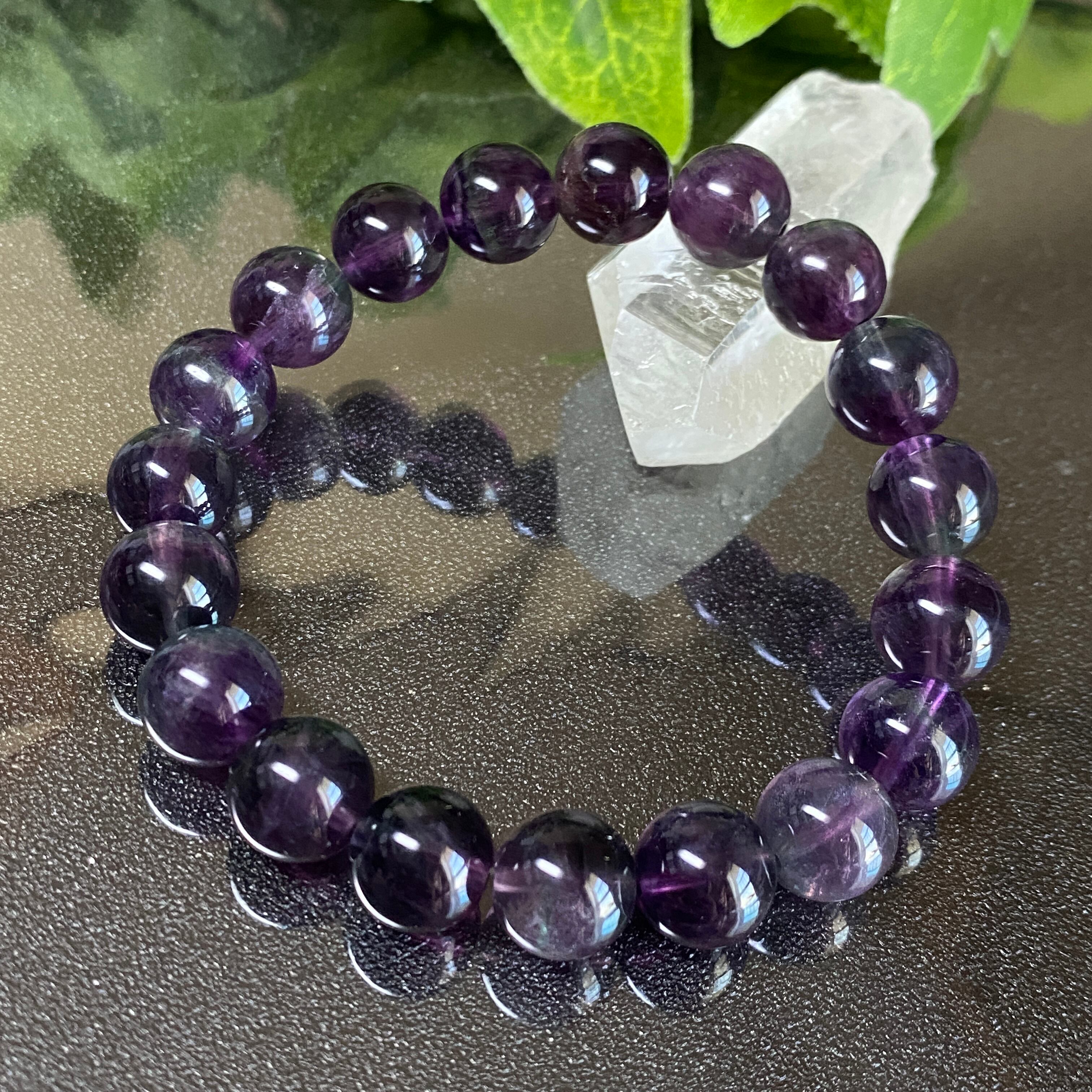 528-1☆バイカラーフローライト天然石パワーストーンブレスレット