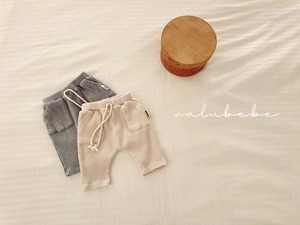 【valu bebe】 ワイドワッフルバギーパンツ／メランジグレー（70〜90cm）