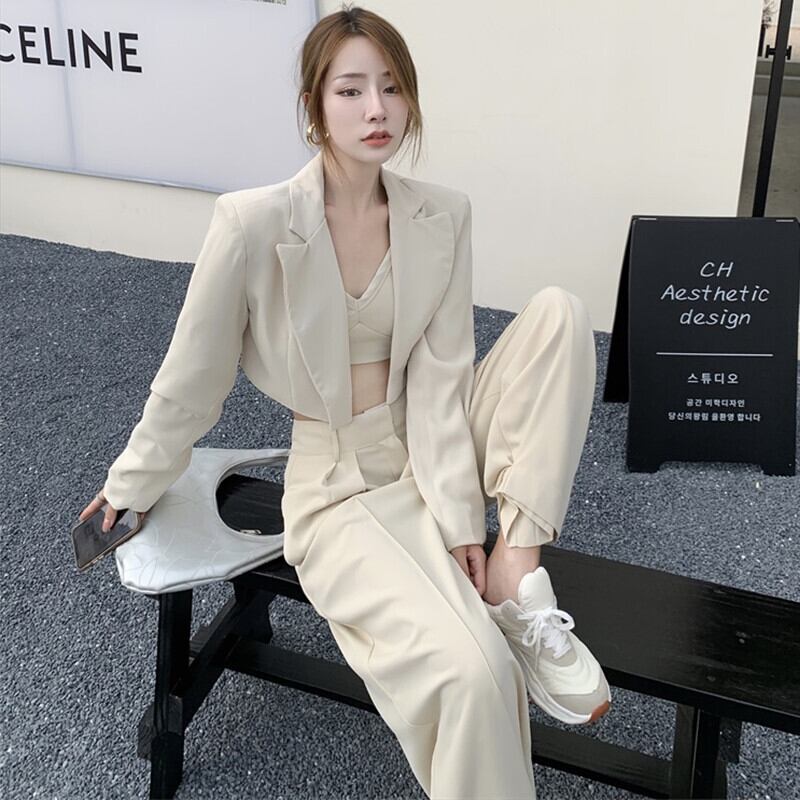 レッドオータムショートジャケット カジュアルハイウェスト ロング ストリート 秋物 ガールズファッション92323499736