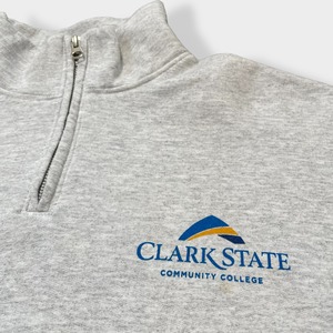 【JERZEES】カレッジ クラーク州立大学 ハーフジップ スウェット プルオーバー ワンポイントロゴ Clark State Community College  LARGE ノーティカ US古着