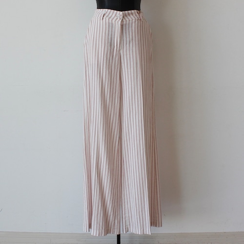 ホワイト✖️テラコッタカラーストライプリネンワイドパンツITALY ：RIN129051 ¥33,000＋tax