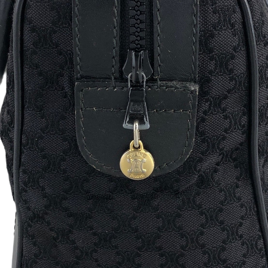 CELINE セリーヌ マカダム ハンドバッグ ブラック ブラゾン型押し