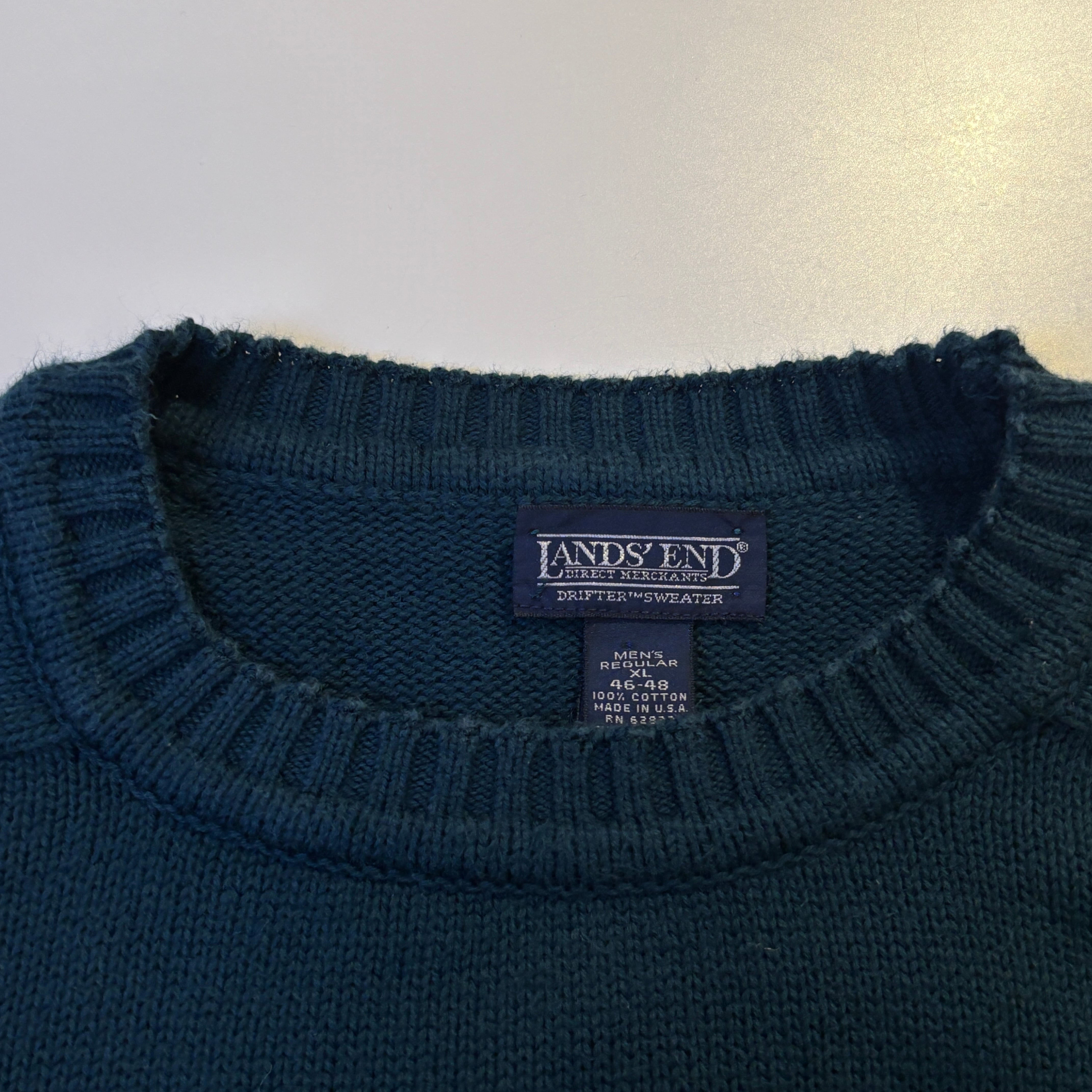LANDS'END COTTON SWEATER EMERALD | safarionline