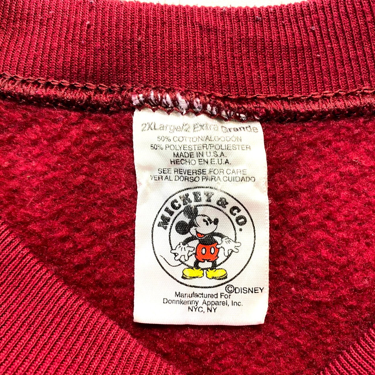 90年代 USA製 MICKEY&CO DISNEY ディズニー ミッキーマウス キャラクタースウェット 2XL メンズ レディース 古着 90s  ビンテージ ヴィンテージ 刺繍 トレーナー ワインレッド【スウェット】 | cave 古着屋【公式】古着通販サイト