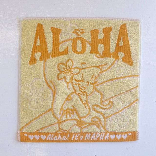 アロハ マプア ハンドタル サーフ ハワイ タオル イエロー コットン100％ ALOHA MAPUA アート かわいい おしゃれ＜YELLOW＞
