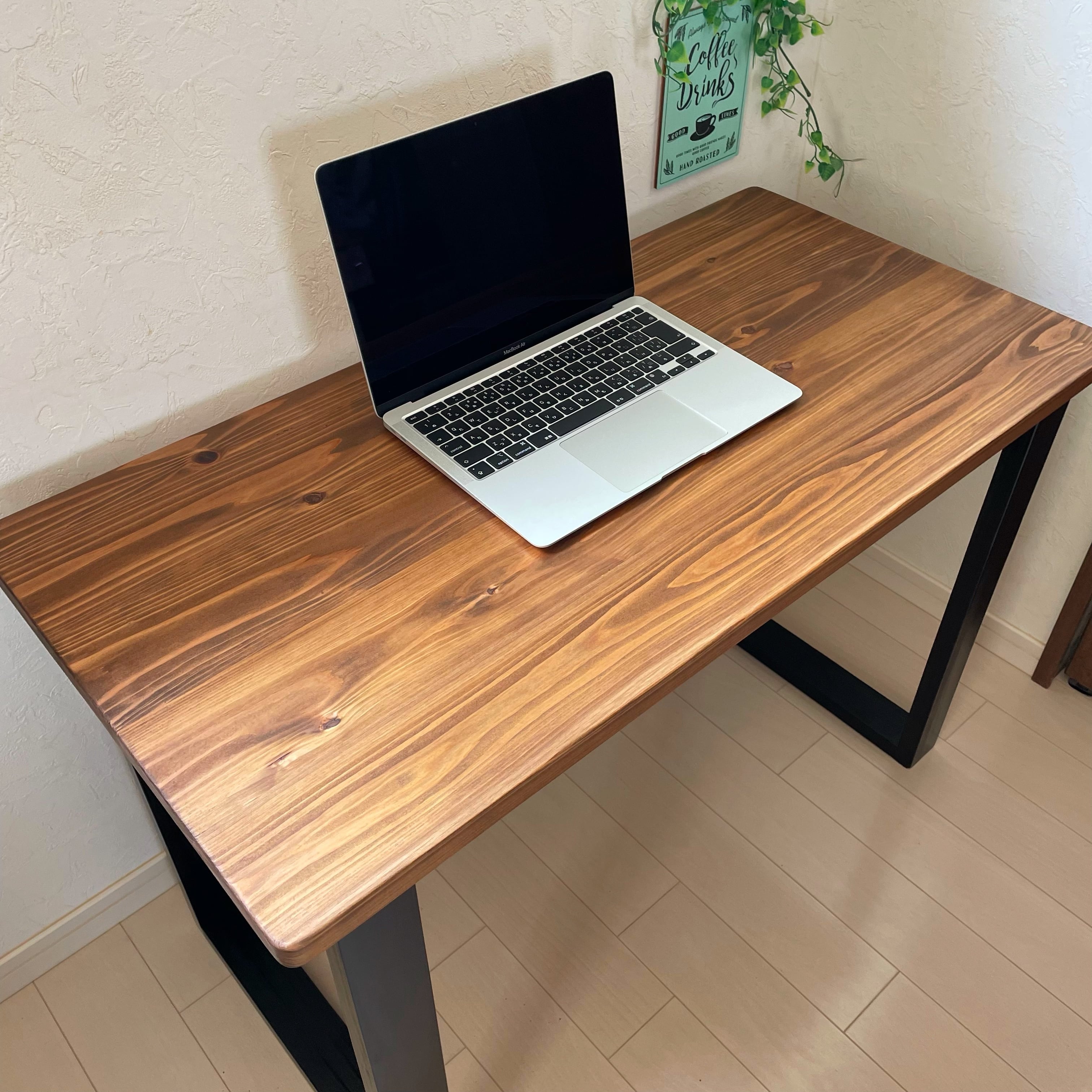 天然木 無垢テーブル 90×45cm お好みのカラー、高さでカスタム 作業
