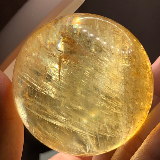 超透明♪イリデッセンス☆可愛い色合いカルサイトスフィア・台座付き