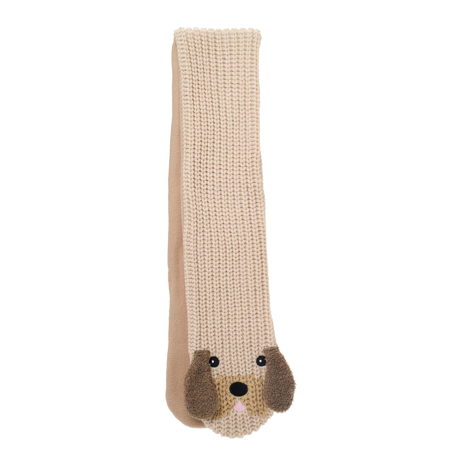 C2690B:Pippy Puppy Knitted Scarf-BROWN