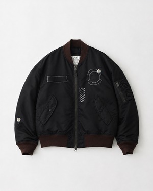 my beautiful landlet NYLON MA-1 BLOUSON - embroidery BLACK