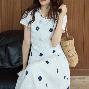 floral embroidered layered dress