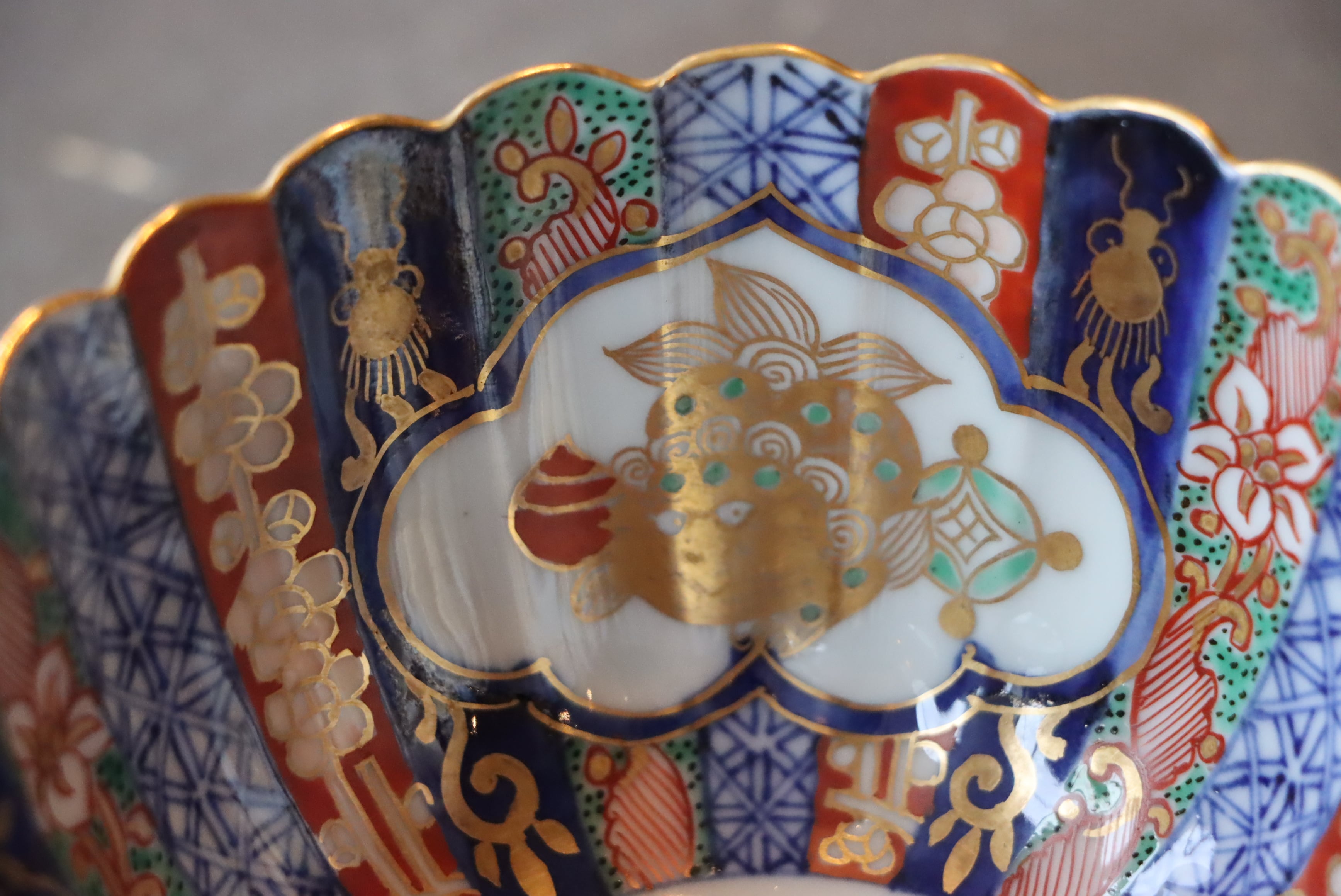 大聖寺伊万里 色絵 菊割 獅子宝珠文 向付/Daisyo-ji Imari 