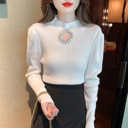 トップス レディース セーター ニット ハーフ ハイカラー 長袖 ハーフハイネック スリム 細身 パール キラキラ かわいい 大人可愛い きれいめ シンプル カジュアル 上品 大人 おしゃれ 大人女子 メンズライク ラブリー キュート ガーリー セクシー エレガント 送料無料 存在感 S M L XL ホワイト ブラック ピンク 無地 秋 冬 クリスマス バレンタイン 10代 20代 30代 OL 通勤 学生 通学 デート 女子会 着回し 韓国系 ファッション コーデ モテ トレンド 流行 インスタ映え