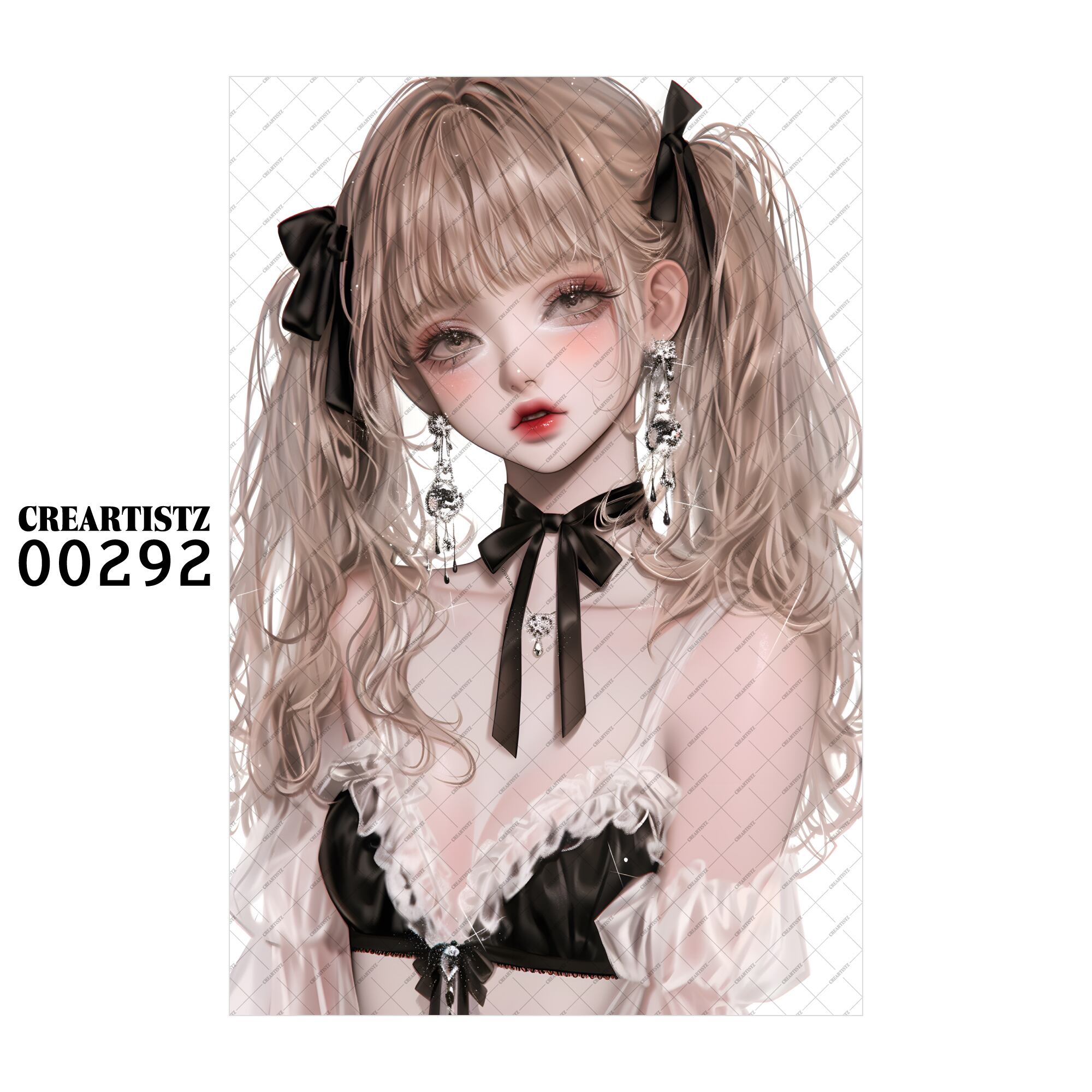 00292 ガール キュート オリジナル ペーパー/ステッカー 4枚セット CREARTISTZ