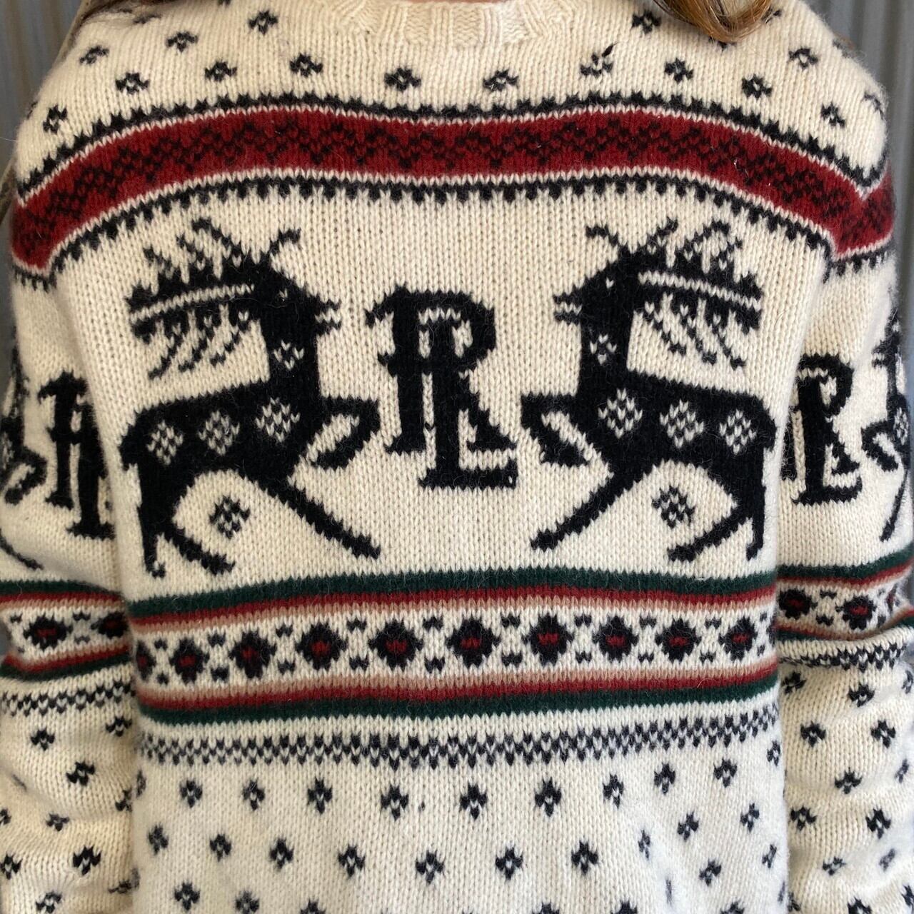 ポロバイラルフローレン ノルディック柄 ウールニットセーター メンズ