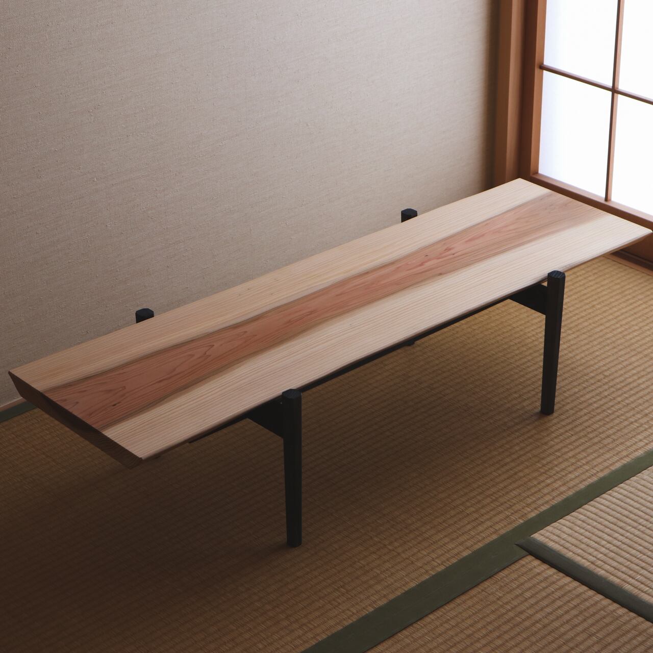 栗の引戸キャビネット 無垢板 黒染め | オバタ家具店