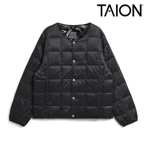 TAION タイオン キッズ ベーシック クルーネックボタン インナーダウンジャケット TAION-K104 800FP 軽量 子ども用 収納袋付き BLACK