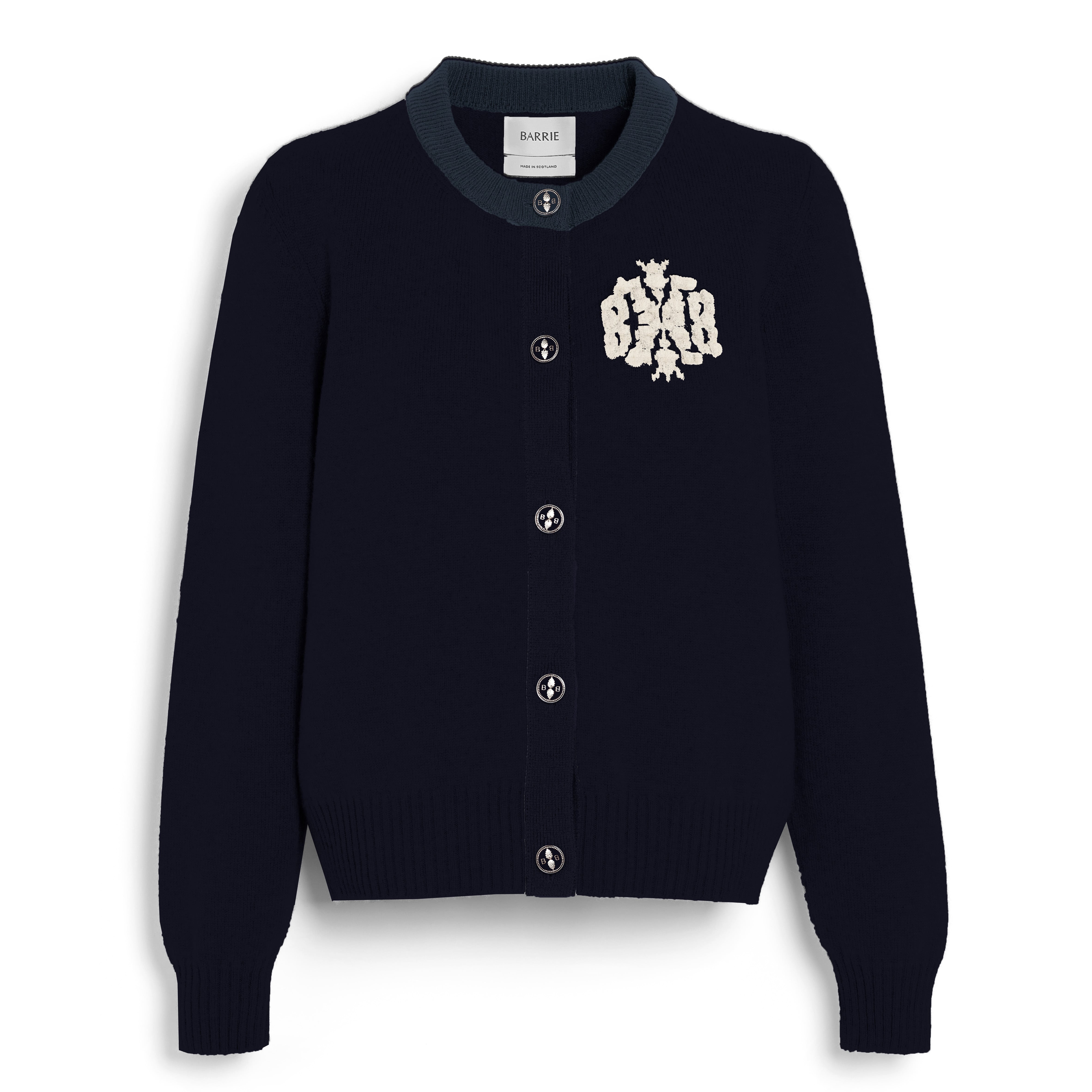 BARRIE MINI THISTLE CASHMERE CARDIGAN MATT BLACK CANVAS